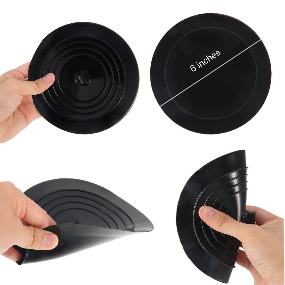 2-Pack: 6" Large Silicone Drain Plug Hair Stopper Flat Suction Cover __stock:100 Home Improvement refund_fee:800