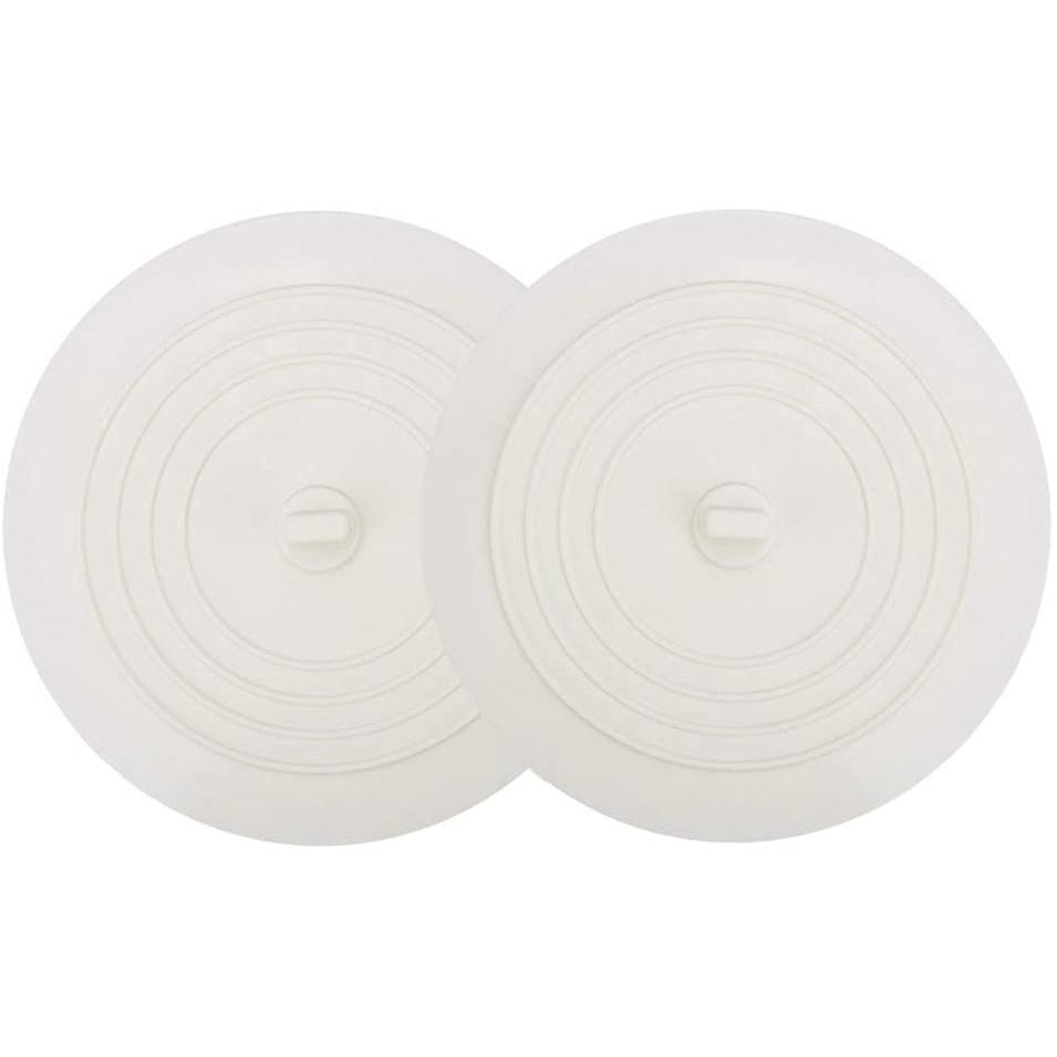 2-Pack: 6" Large Silicone Drain Plug Hair Stopper Flat Suction Cover White __stock:100 Home Improvement refund_fee:800