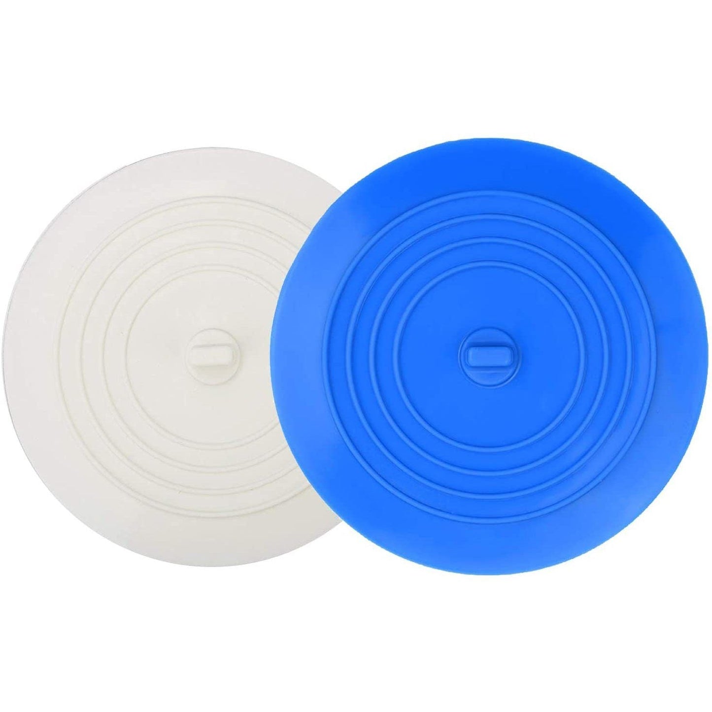 2-Pack: 6" Large Silicone Drain Plug Hair Stopper Flat Suction Cover White/Blue __stock:100 Home Improvement refund_fee:800