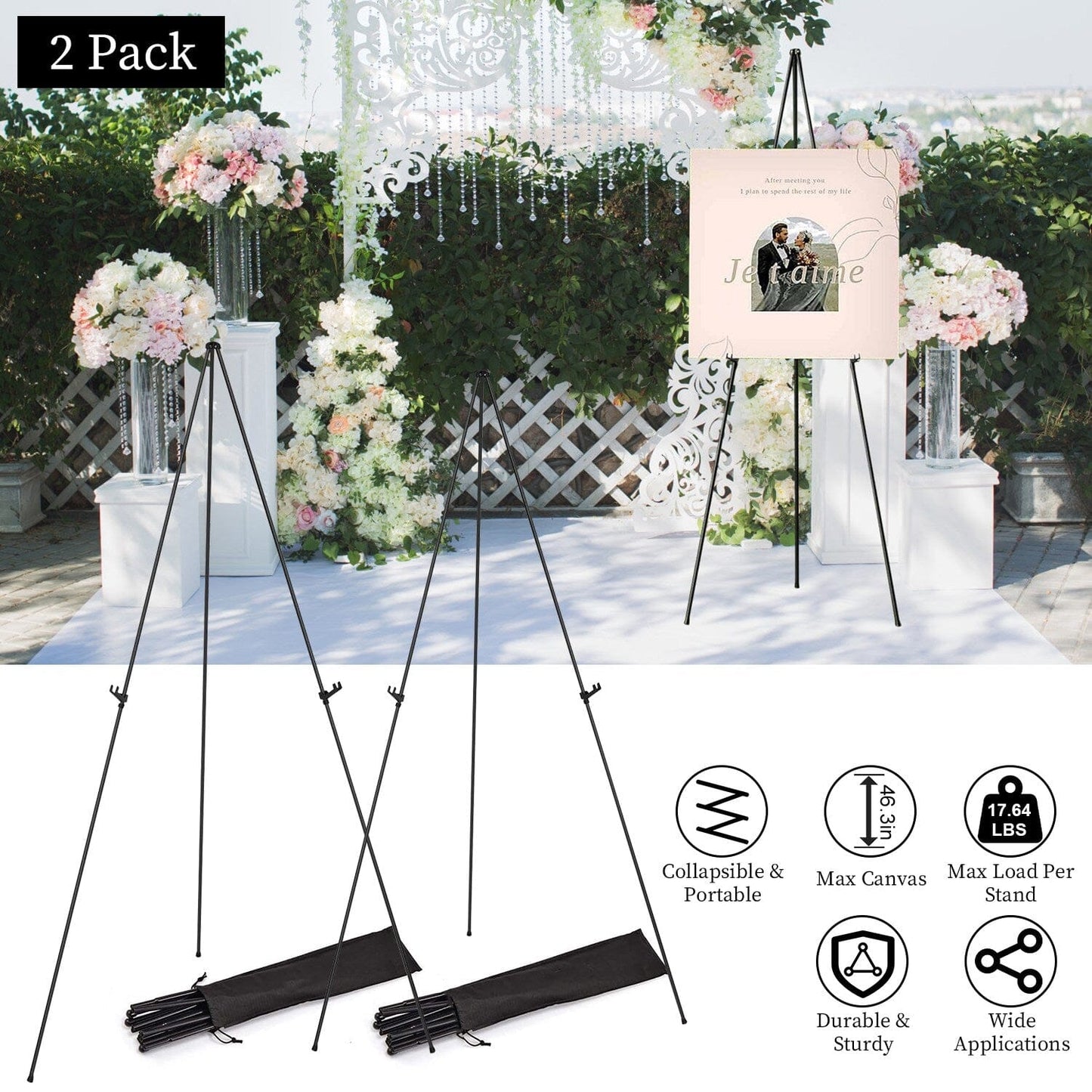 2-Pack: 61" Collapsible A Frame Tripod Easel Iron Alloy Drawing Stand __stock:50 Holiday Decor & Apparel refund_fee:1200