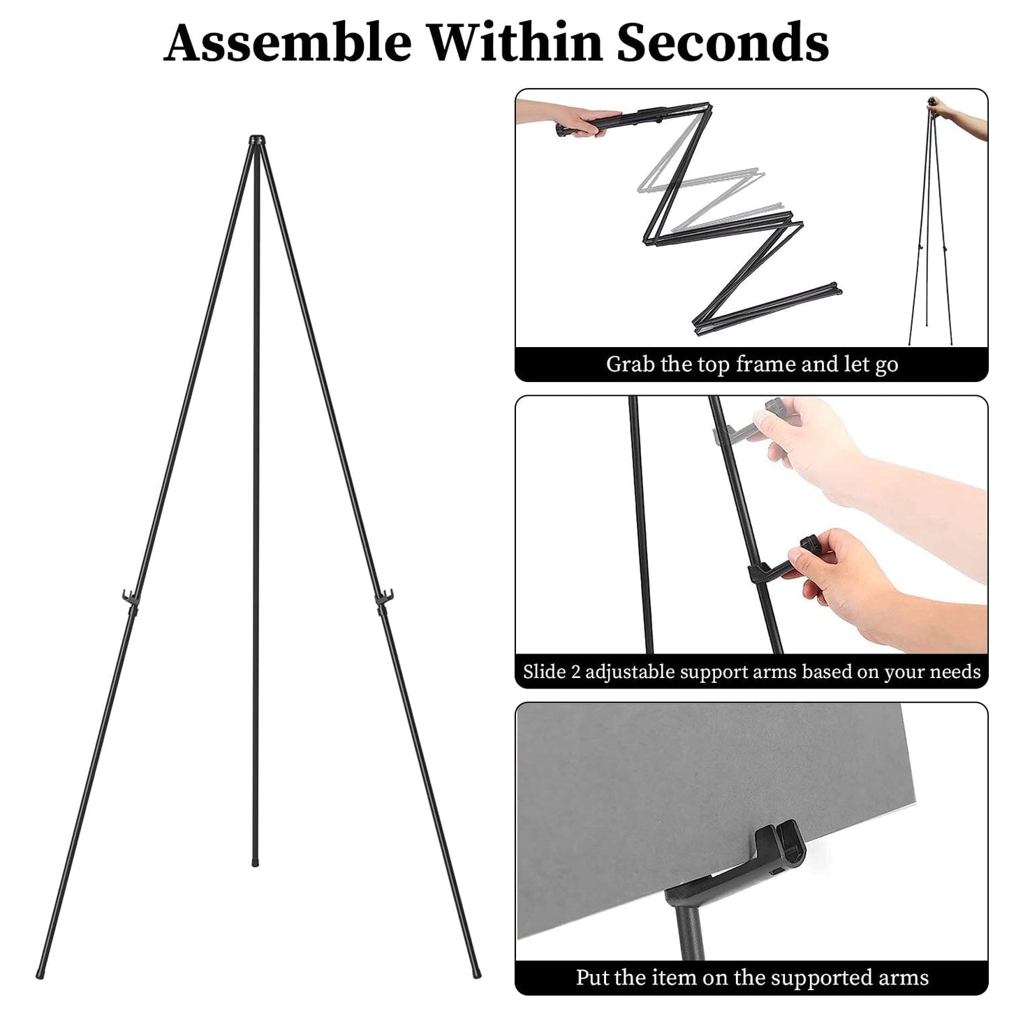 2-Pack: 61" Collapsible A Frame Tripod Easel Iron Alloy Drawing Stand __stock:50 Holiday Decor & Apparel refund_fee:1200