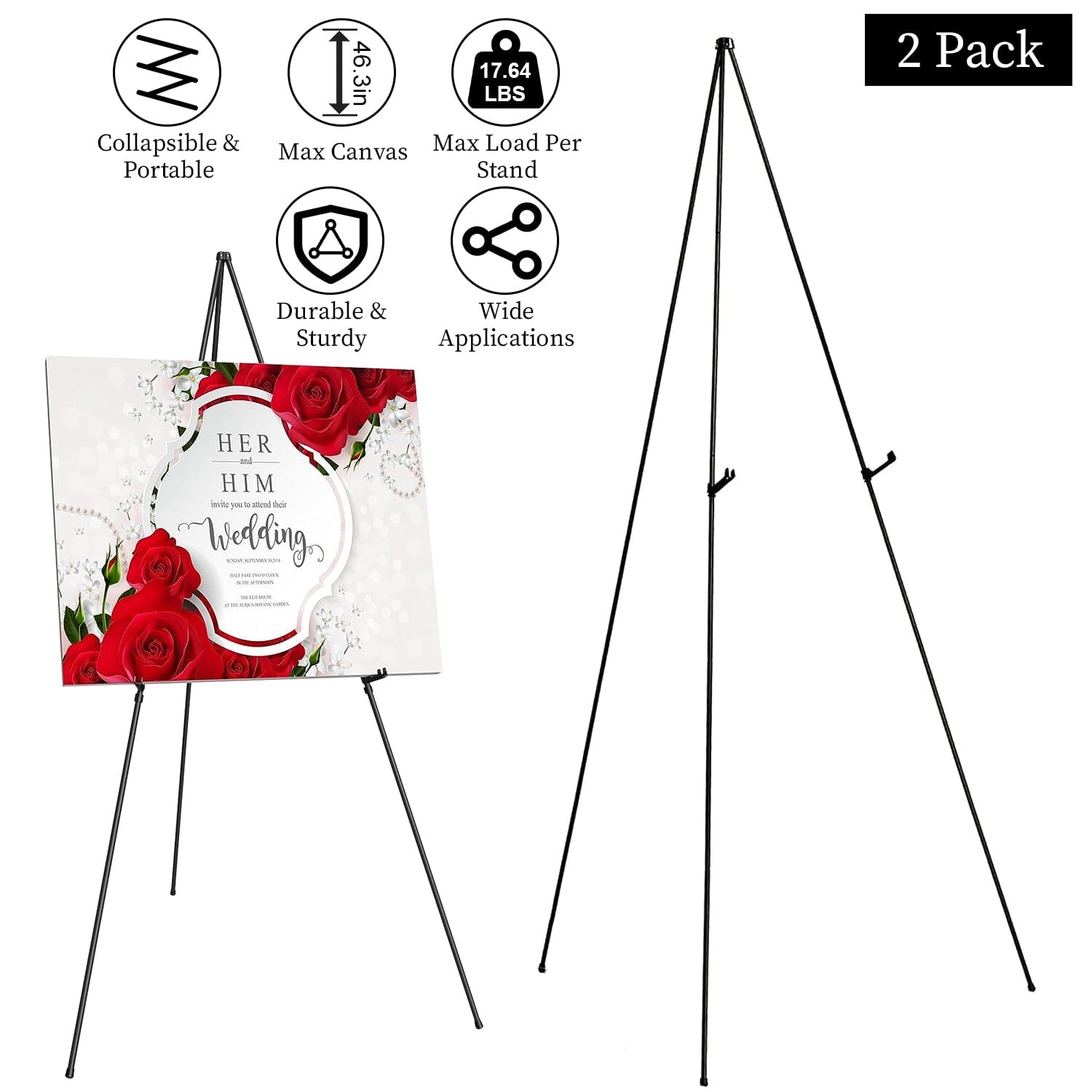 2-Pack: 61" Collapsible A Frame Tripod Easel Iron Alloy Drawing Stand __stock:50 Holiday Decor & Apparel refund_fee:1200