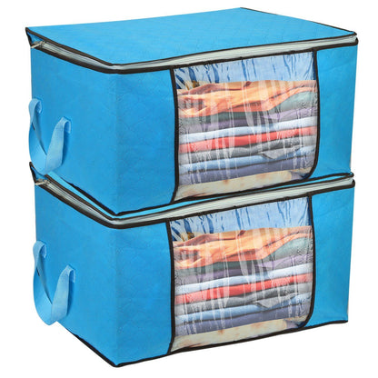 2-Pack: 90L Large Capacity Foldable Closet Organizer Blue __stock:50 Closet & Storage refund_fee:1200