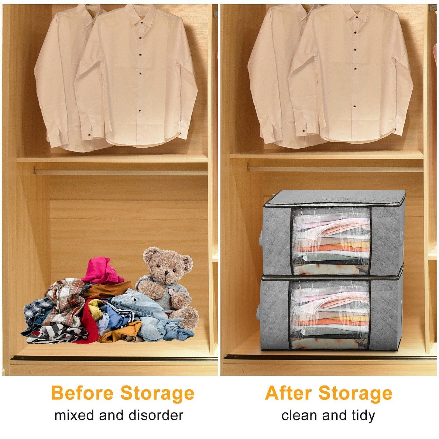 2-Pack: 90L Large Capacity Foldable Closet Organizer __stock:50 Closet & Storage refund_fee:1200