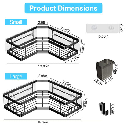 2-Pack: Corner Shower Caddy No Drilling Adhesive Shower Organizer __stock:50 Bath Low stock refund_fee:1200