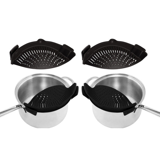 2-Pack: Easy Snap On Heat Resistance Silicone Kitchen Strainer Black __stock:250 Kitchen & Dining refund_fee:1200