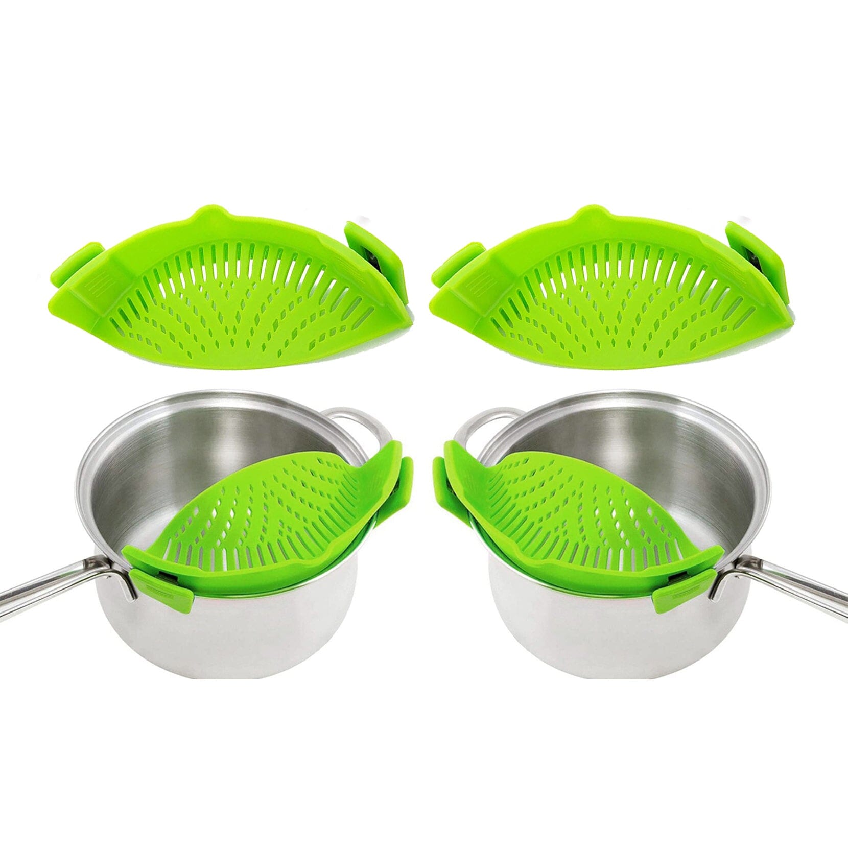 2-Pack: Easy Snap On Heat Resistance Silicone Kitchen Strainer Green __stock:250 Kitchen & Dining refund_fee:1200