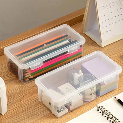 2-Pack: Extra Large Capacity Plastic Pencil Box Stackable Translucent Clear Pencil Box __stock:200 Closet & Storage refund_fee:800