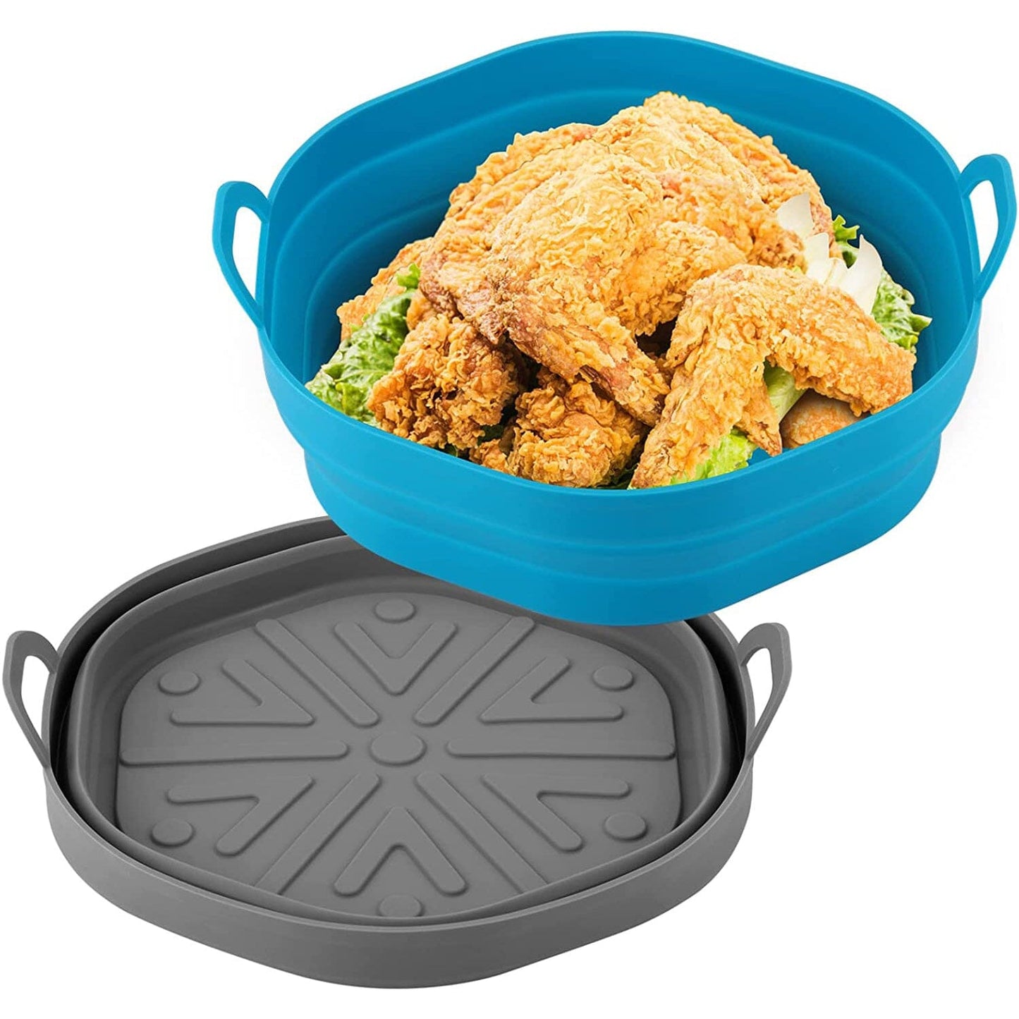 2-Pack: Foldable Silicone Air Fryer Liner 8.5" Blue/Gray __stock:200 Kitchen & Dining refund_fee:800