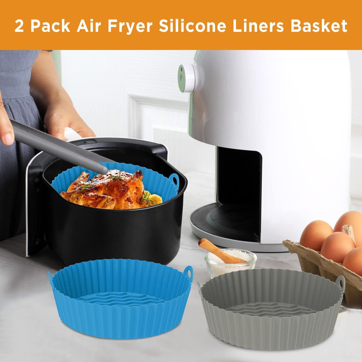 2-Pack: Foldable Silicone Air Fryer Liner __stock:200 Kitchen & Dining refund_fee:800