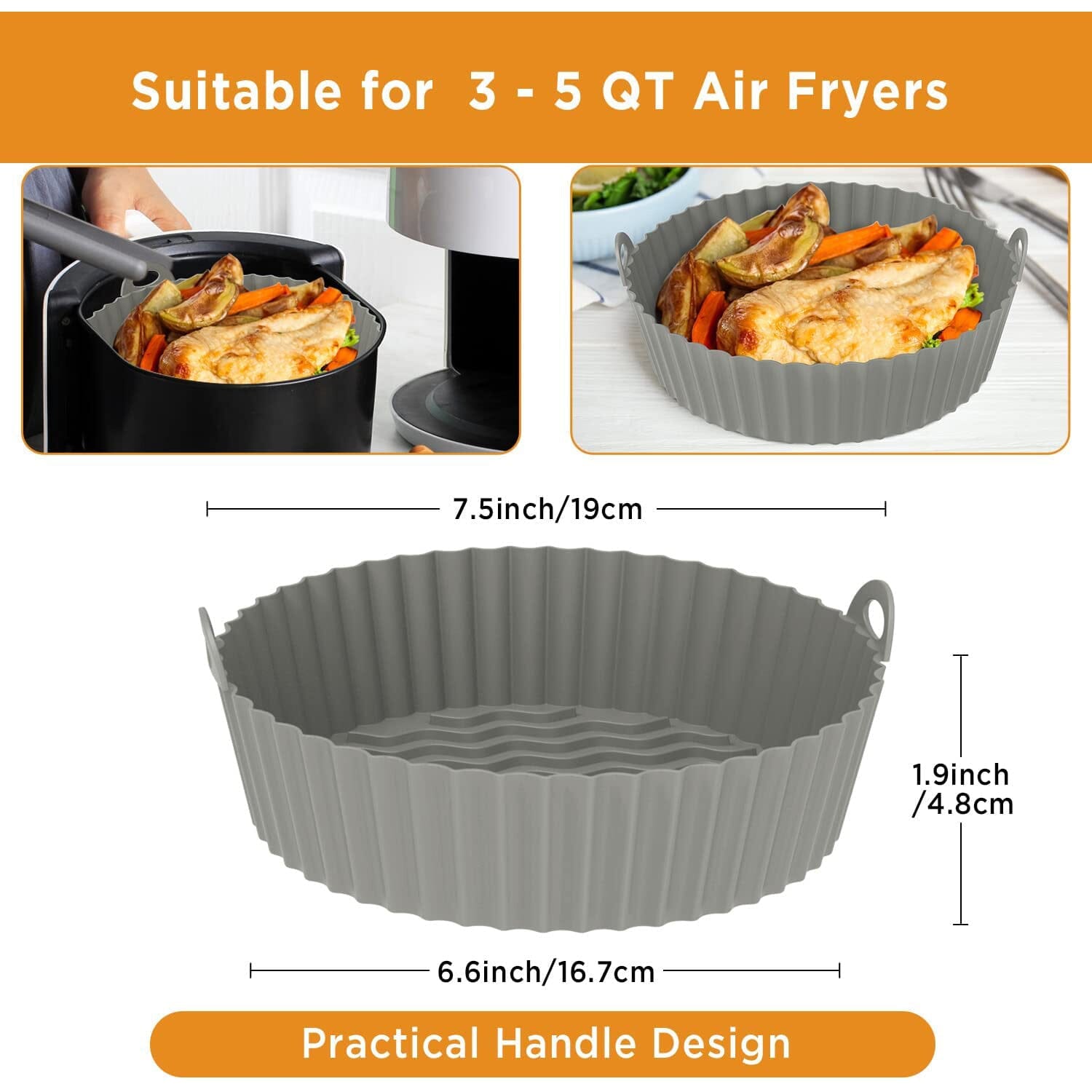 2-Pack: Foldable Silicone Air Fryer Liner __stock:200 Kitchen & Dining refund_fee:800