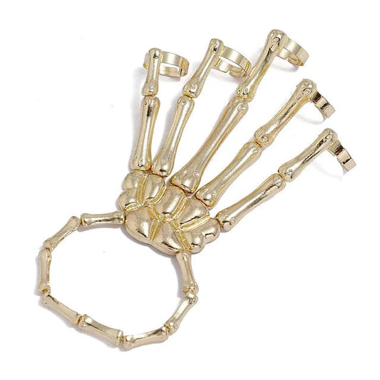 2-Pack: Gothic Bone Bracelet with Ring Gold __stock:200 Holiday Decor & Apparel refund_fee:800