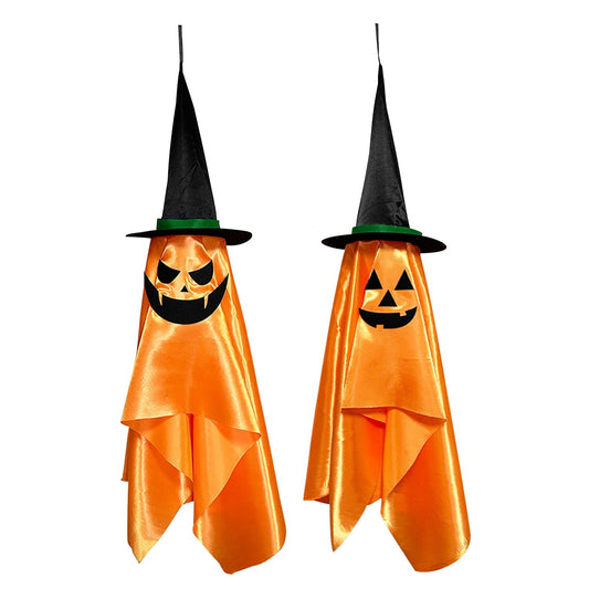 2-Pack: Hanging Ghosts with Wizard Hat Snicker Scary Face __stock:50 Holiday Decor & Apparel refund_fee:1200