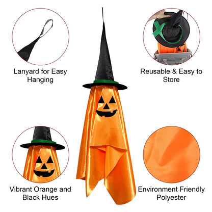 2-Pack: Hanging Ghosts with Wizard Hat Snicker Scary Face __stock:50 Holiday Decor & Apparel refund_fee:1200