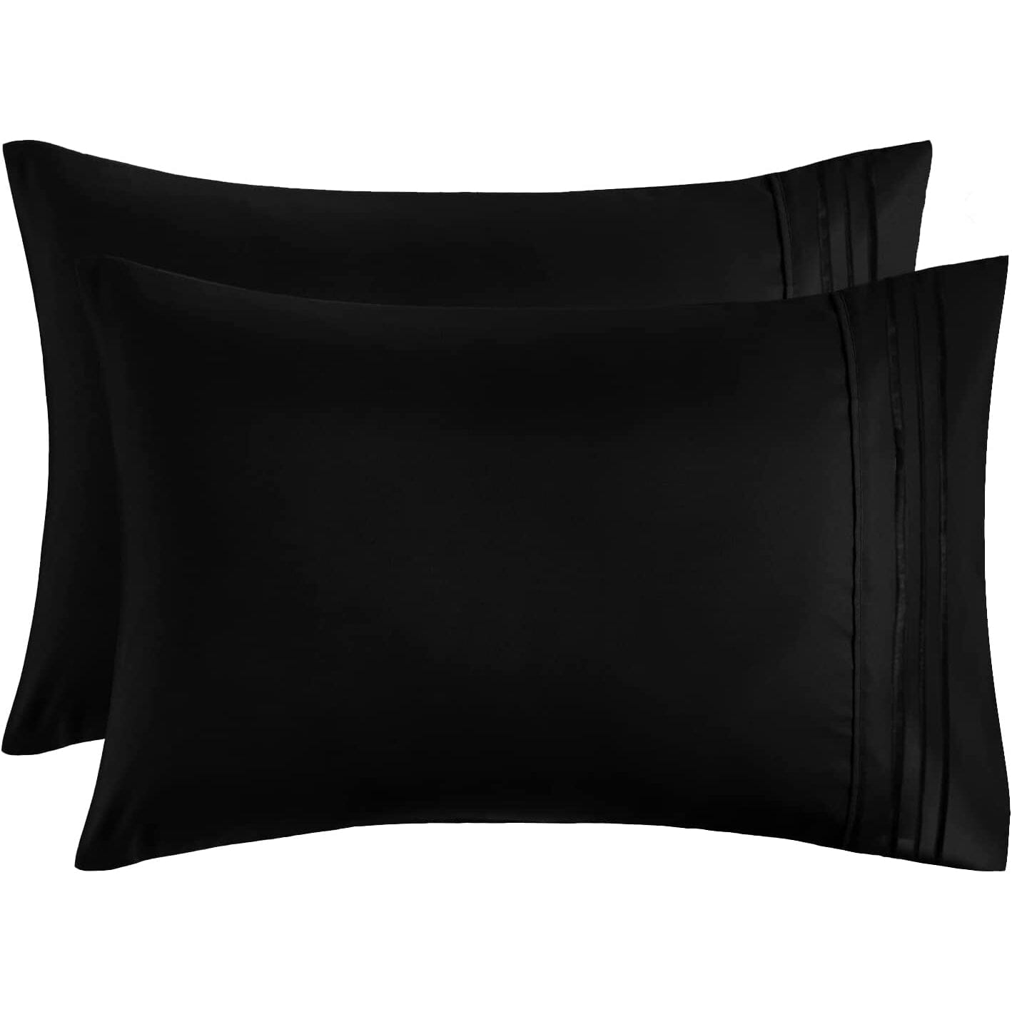 2-Pack: Hannah Linen Microfiber Pillowcases Breathable & Envelop Closure Pillow Covers Set Black __label2:BOGO 30% OFF __stock:800 Bedding refund_fee:800