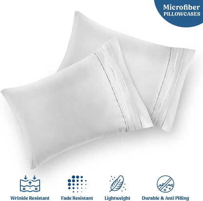 2-Pack: Hannah Linen Microfiber Pillowcases Breathable & Envelop Closure Pillow Covers Set __label2:BOGO 30% OFF __stock:800 Bedding refund_fee:800