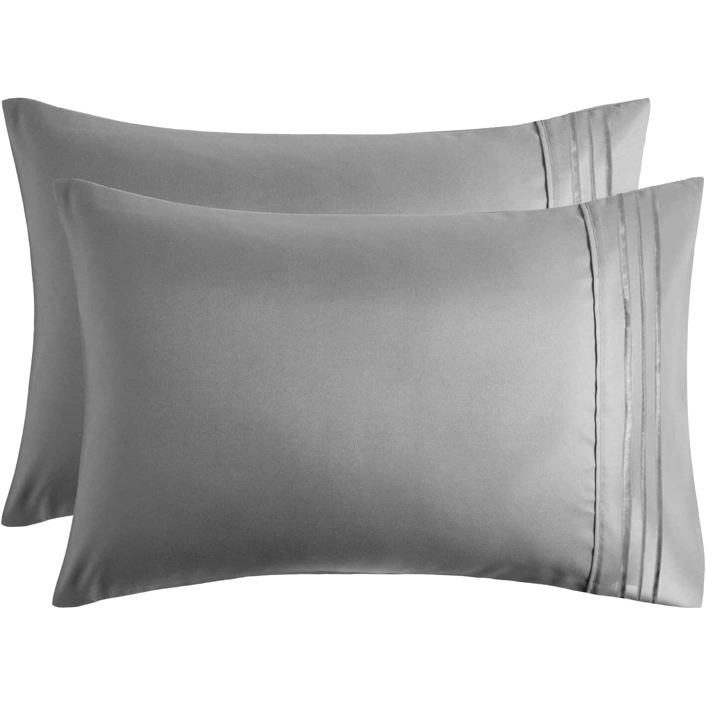 2-Pack: Hannah Linen Microfiber Pillowcases Breathable & Envelop Closure Pillow Covers Set Gray __label2:BOGO 30% OFF __stock:800 Bedding refund_fee:800