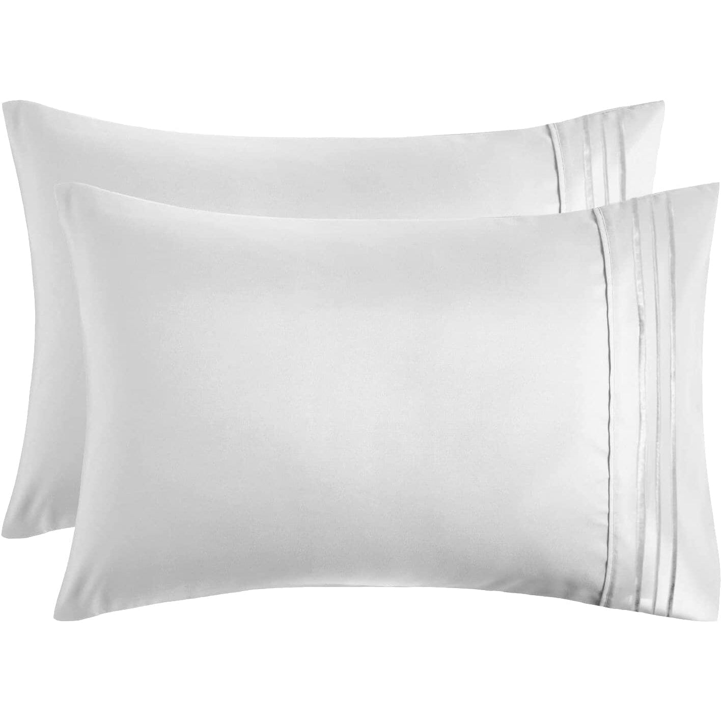 2-Pack: Hannah Linen Microfiber Pillowcases Breathable & Envelop Closure Pillow Covers Set White __label2:BOGO 30% OFF __stock:800 Bedding refund_fee:800