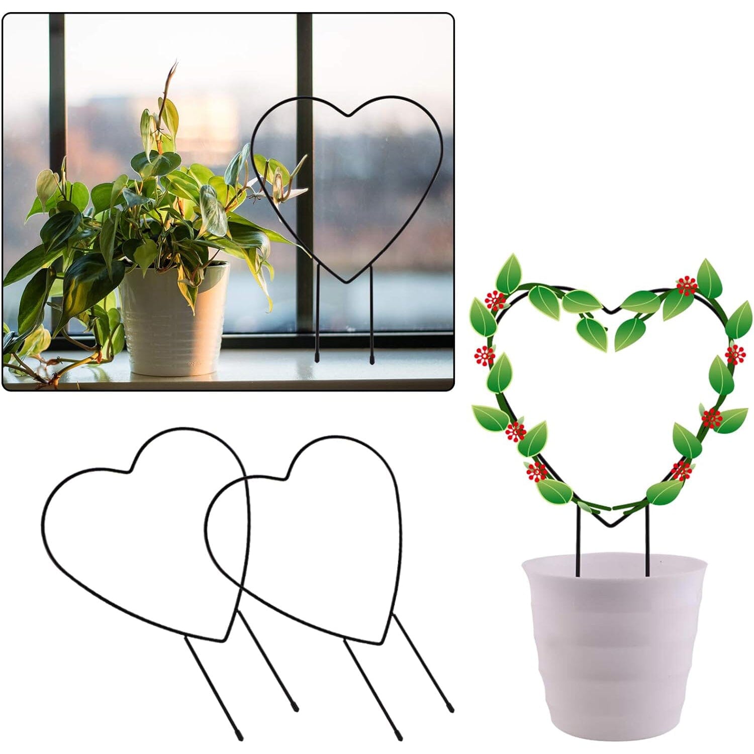 2-Pack: Heart-Shaped Plant Support Stake __stock:200 Garden & Patio refund_fee:800