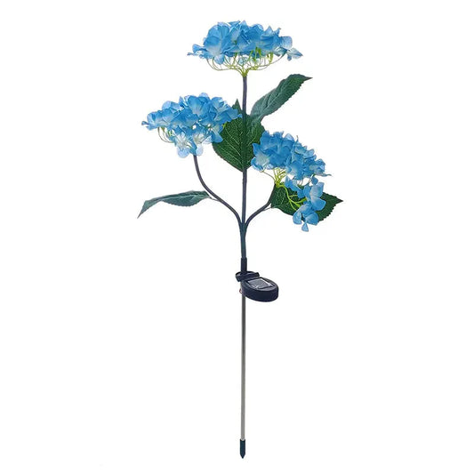 2-Pack: Hydrangea Solar LED Flower Lights with 3 Heads Outdoor Waterproof Garden Lights Blue __stock:200 Garden & Patio refund_fee:1200