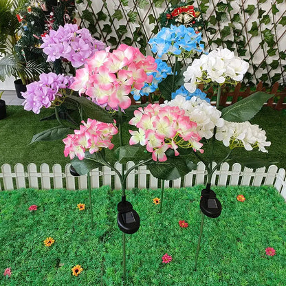 2-Pack: Hydrangea Solar LED Flower Lights with 3 Heads Outdoor Waterproof Garden Lights __stock:200 Garden & Patio refund_fee:1200