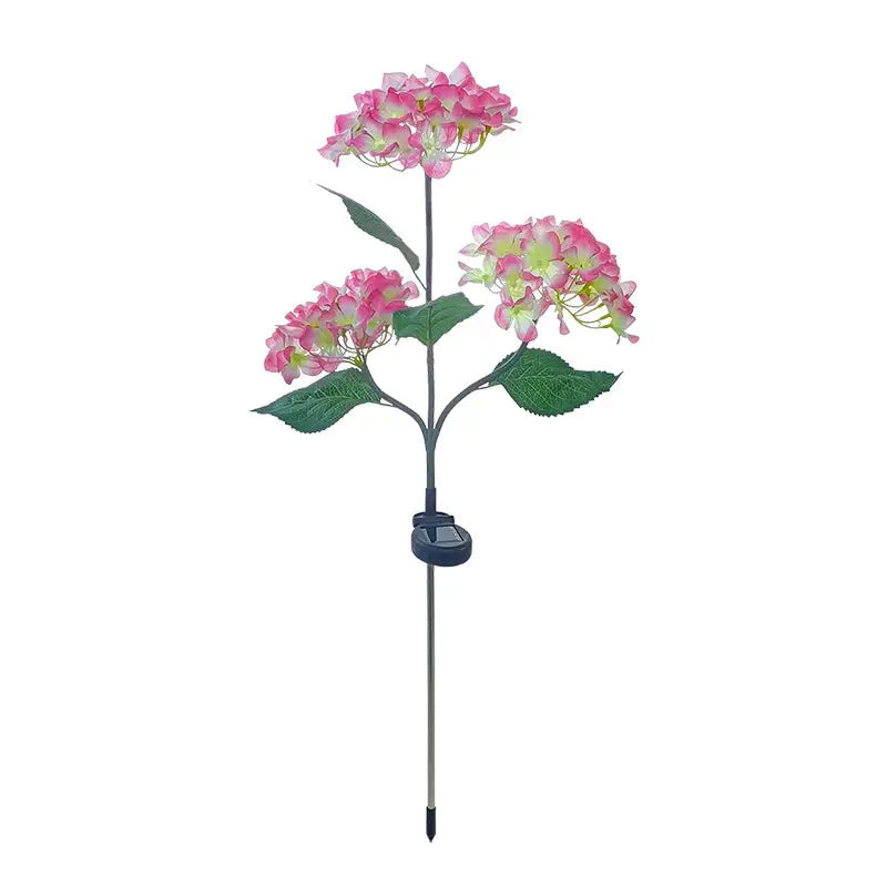 2-Pack: Hydrangea Solar LED Flower Lights with 3 Heads Outdoor Waterproof Garden Lights Pink __stock:200 Garden & Patio refund_fee:1200