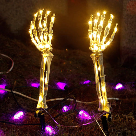 2-Pack: Light Up Skull Arm Stakes __stock:200 Holiday Decor & Apparel refund_fee:1200 Warranty