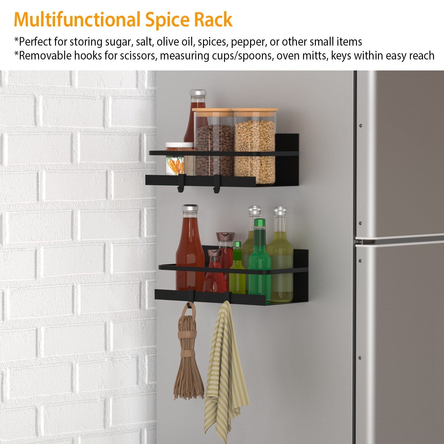 2-Pack: Magnetic Spice Holder Rack Organizer __stock:50 Kitchen & Dining refund_fee:1200