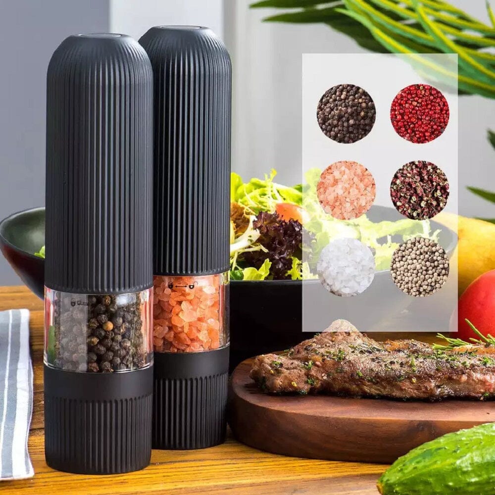 2-Pack: Nuvita Black and White Electric Salt and Pepper Grinder Soft Feel __stock:400 Kitchen & Dining refund_fee:1200