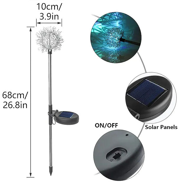 2-Pack: Outdoor Solar Dandelion Lawn Lights __stock:200 Outdoor Lighting refund_fee:1200 Warranty