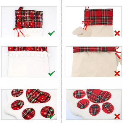 2-Pack: Plaid Christmas Pet Dog Cat Paw Hanging Stocking Socks __stock:100 Holiday Decor & Apparel refund_fee:800