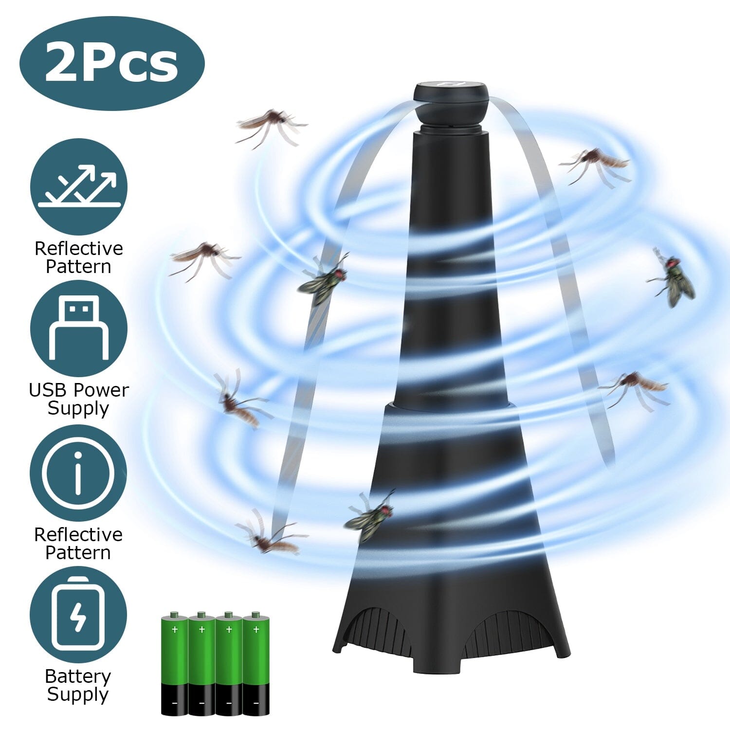 2-Pack: Portable Reflective Fly Repellent Fan Rechargeable Battery Powered __stock:50 Pest Control refund_fee:1200 Warranty