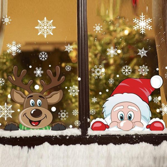 2-Pack: Santa Claus Elk Shop Hotel Christmas Window Double Sided Glass Sticker Holiday Decor & Apparel refund_fee:800