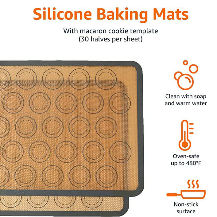 2-Pack: Silicone Nonstick Food Safe Macarons Baking Mat __stock:200 Kitchen & Dining refund_fee:800