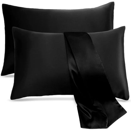 2-Pack: Soft Cooling Satin Pillowcases Black __label2:BOGO 30% OFF __stock:200 Bedding refund_fee:800