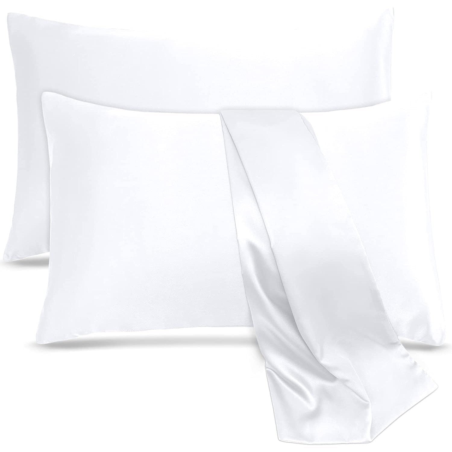 2-Pack: Soft Cooling Satin Pillowcases White __label2:BOGO 30% OFF __stock:200 Bedding refund_fee:800