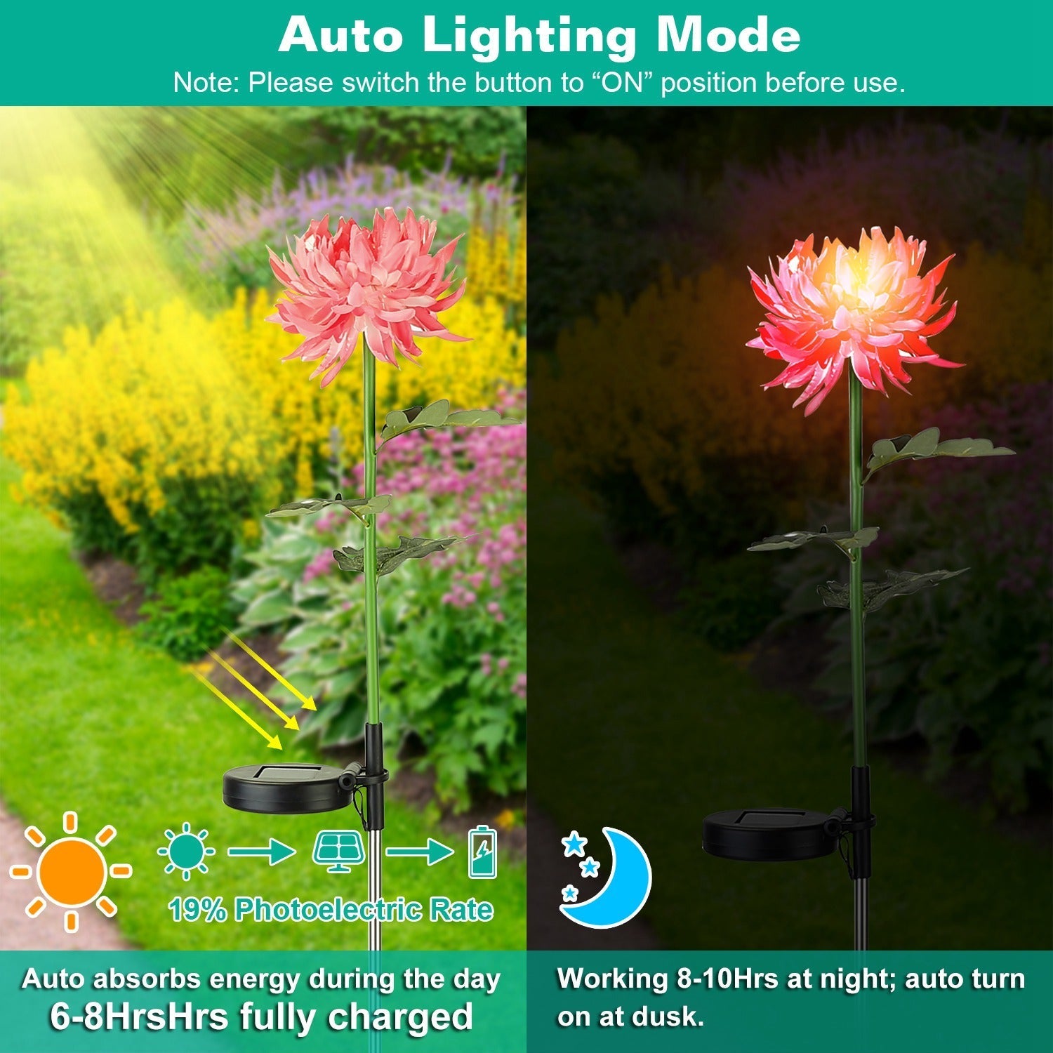 2-Pack: Solar LED Chrysanthemum Lights __stock:50 Low stock Outdoor Lighting refund_fee:1200 show-color-swatches Warranty