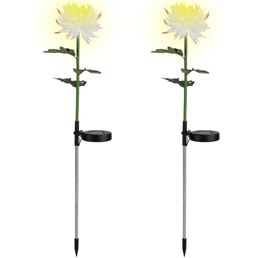 2-Pack: Solar LED Chrysanthemum Lights White __stock:50 Low stock Outdoor Lighting refund_fee:1200 show-color-swatches Warranty
