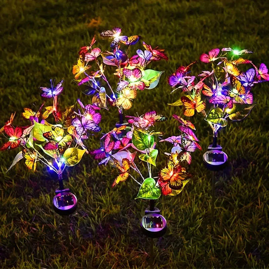 2-Pack: Solar-Powered Butterfly Flower Lamp __stock:200 Outdoor Lighting refund_fee:1200 Warranty