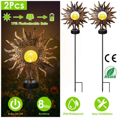 2-Pack: Solar Powered Glass Globe Stake Lamp __stock:50 Low stock Outdoor Lighting refund_fee:1800 Warranty