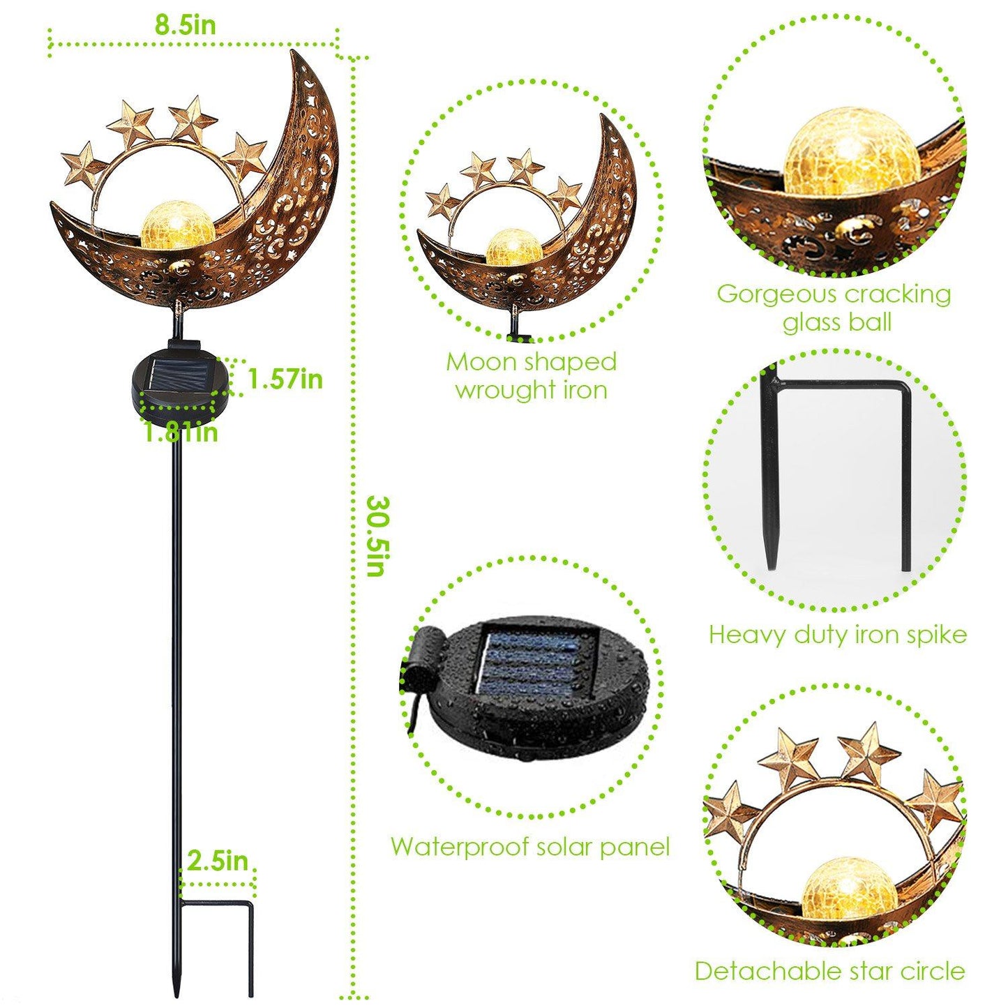 2-Pack: Solar Powered Glass Globe Stake Lamp __stock:50 Low stock Outdoor Lighting refund_fee:1800 Warranty