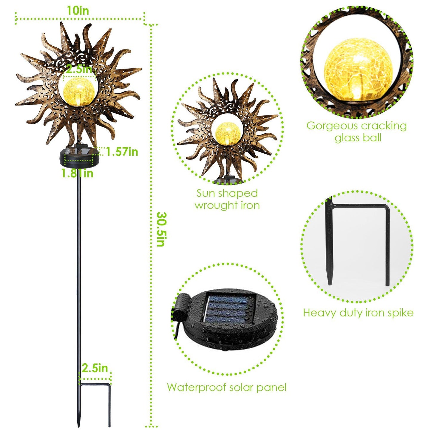 2-Pack: Solar Powered Glass Globe Stake Lamp __stock:50 Low stock Outdoor Lighting refund_fee:1800 Warranty