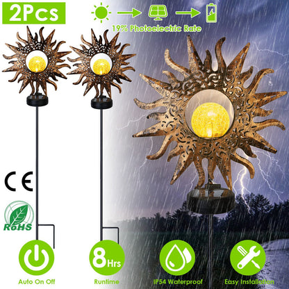 2-Pack: Solar Powered Glass Globe Stake Lamp __stock:50 Low stock Outdoor Lighting refund_fee:1800 Warranty