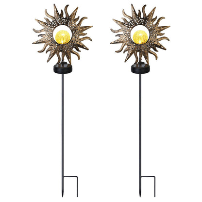 2-Pack: Solar Powered Glass Globe Stake Lamp __stock:50 Low stock Outdoor Lighting refund_fee:1800 Warranty