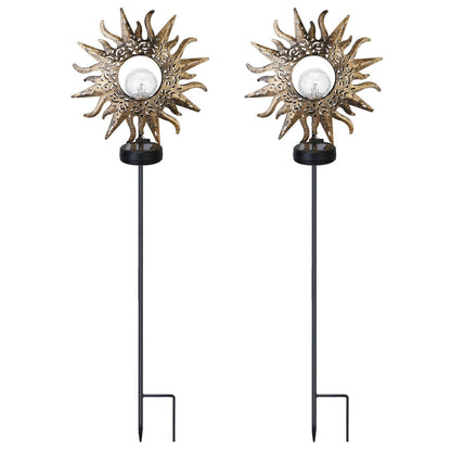 2-Pack: Solar Powered Glass Globe Stake Lamp Sun __stock:50 Low stock Outdoor Lighting refund_fee:1800 Warranty