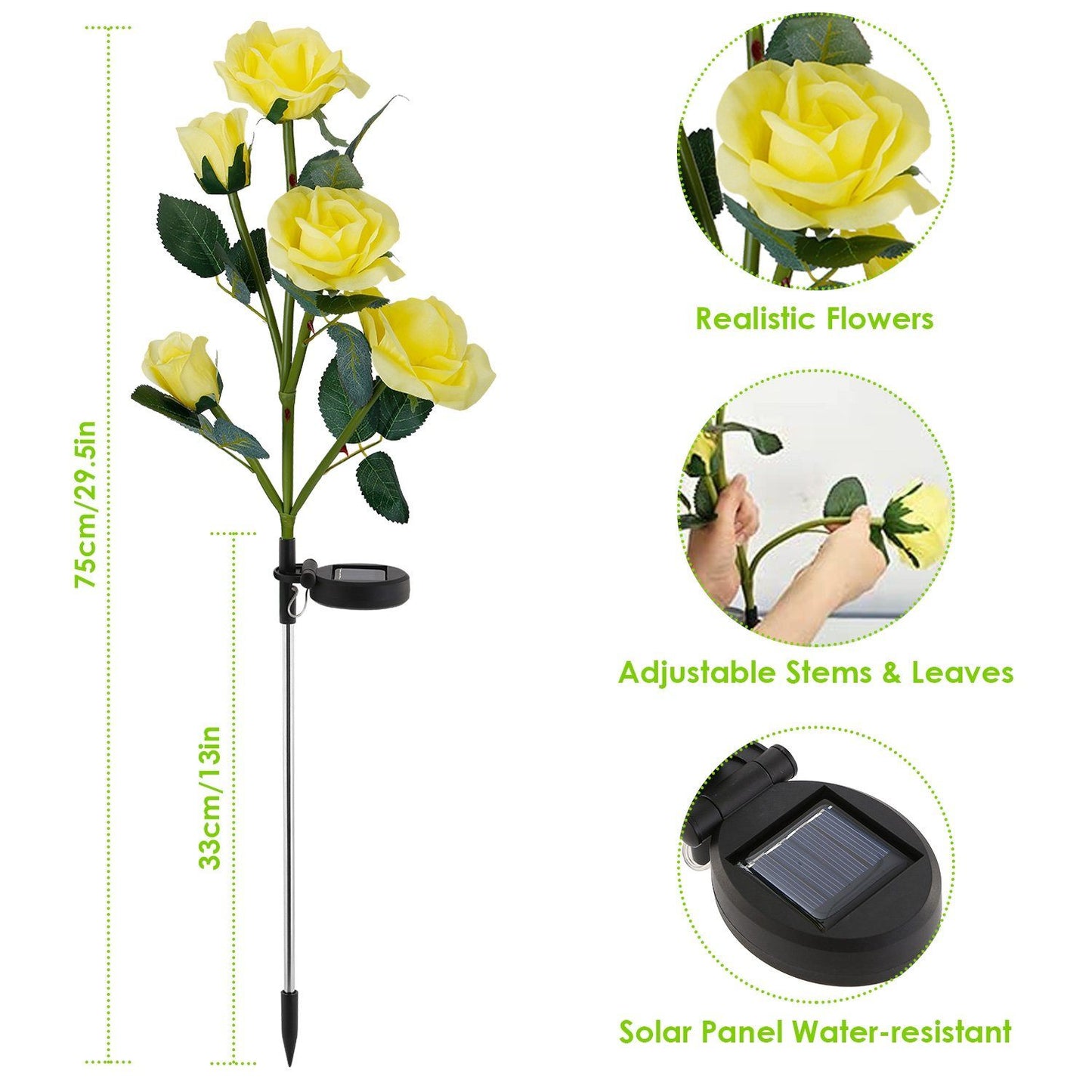 2-Pack: Solar Powered Rose Flower LED Decorative Lamp Outdoor Lighting refund_fee:1200 show-color-swatches Warranty