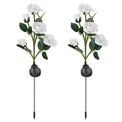 2-Pack: Solar Powered Rose Flower LED Decorative Lamp White Outdoor Lighting refund_fee:1200 show-color-swatches Warranty