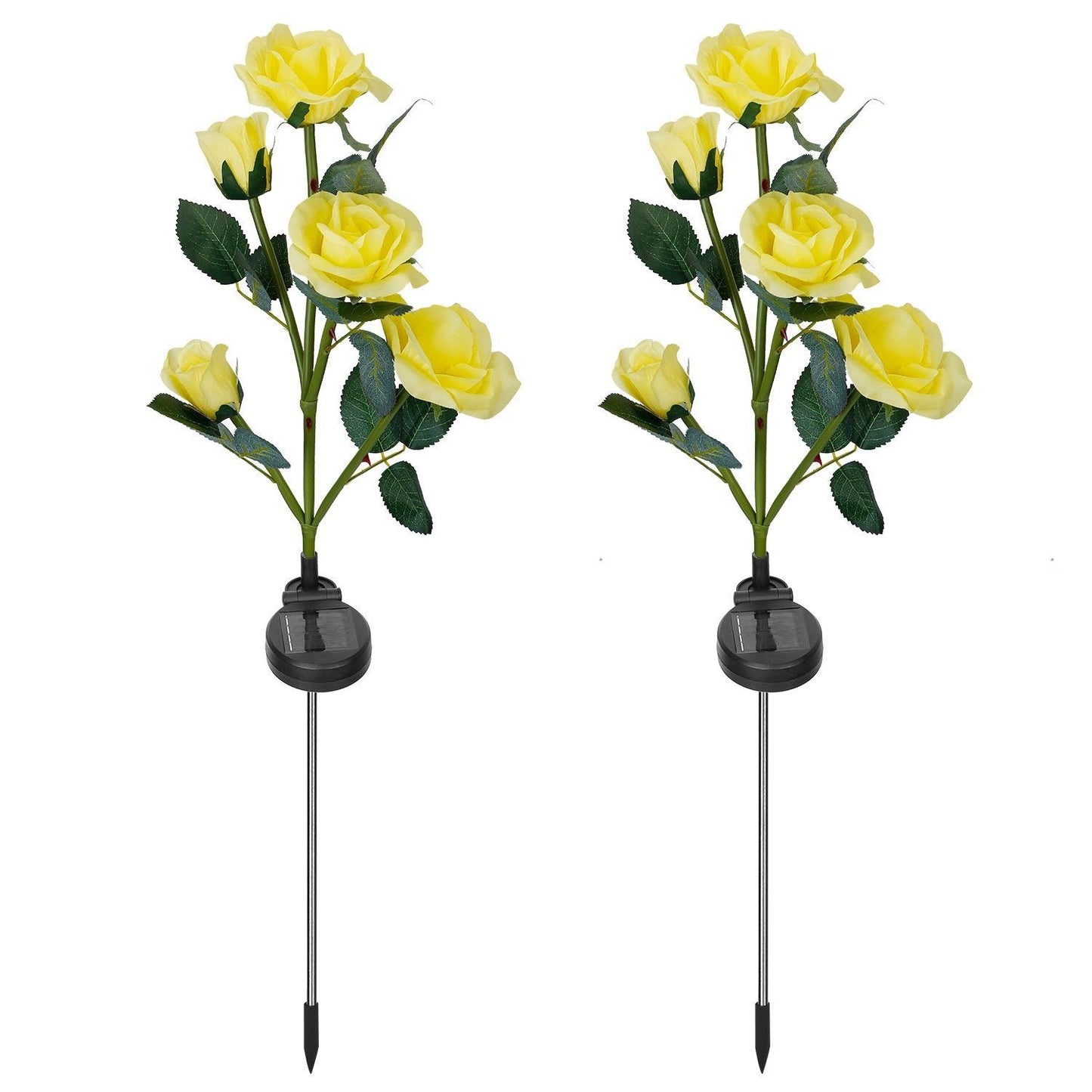 2-Pack: Solar Powered Rose Flower LED Decorative Lamp Yellow Outdoor Lighting refund_fee:1200 show-color-swatches Warranty