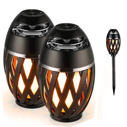 2-Pack: Tiki LED Flame Bluetooth Speakers with Poles __stock:400 Outdoor Lighting refund_fee:1200 Warranty