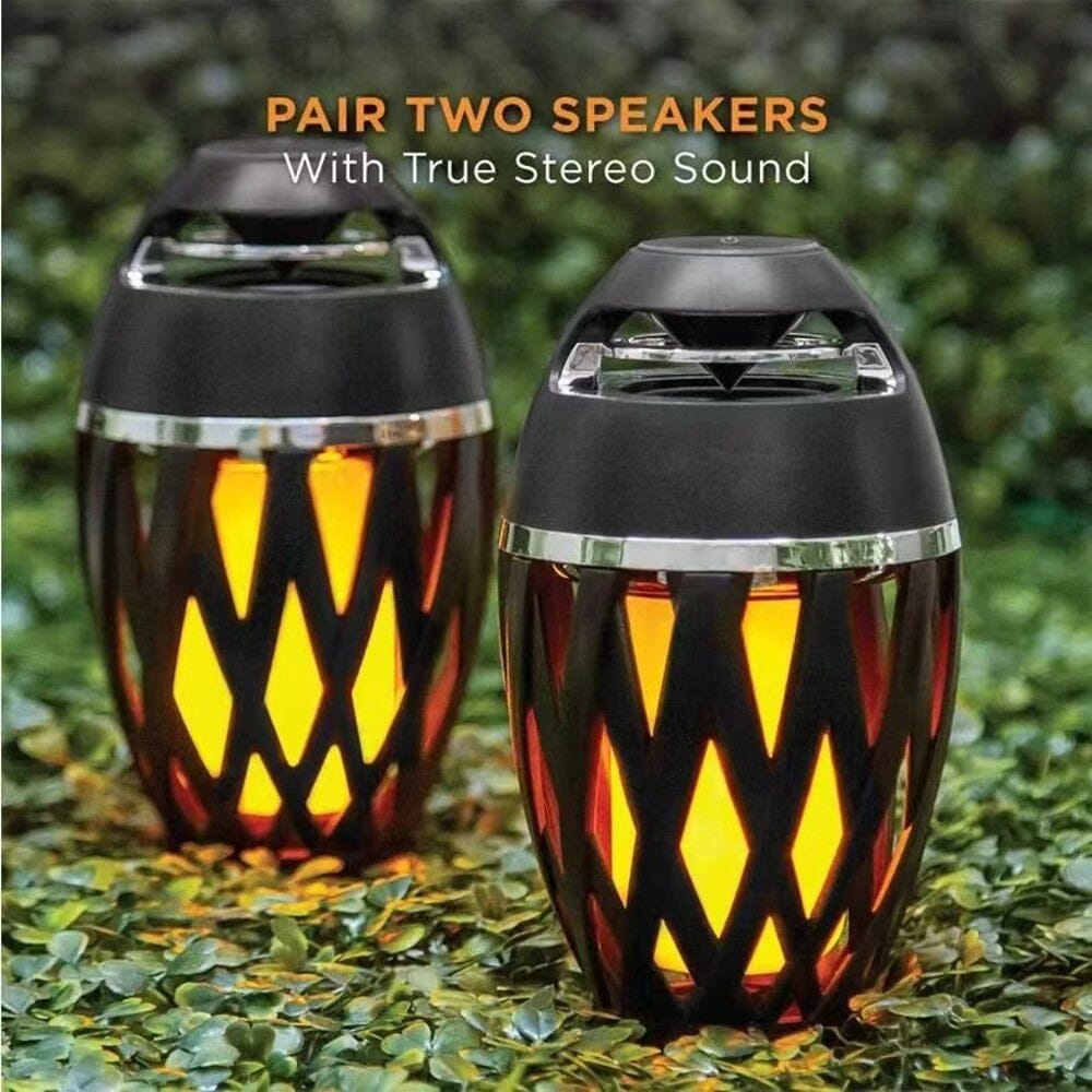 2-Pack: Tiki LED Flame Bluetooth Speakers with Poles __stock:400 Outdoor Lighting refund_fee:1200 Warranty